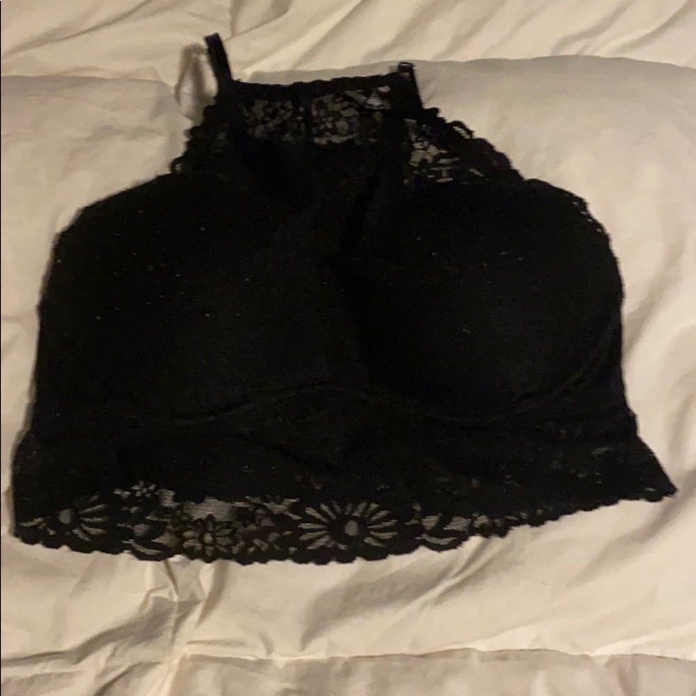 Pink, push up, lace front and back bra